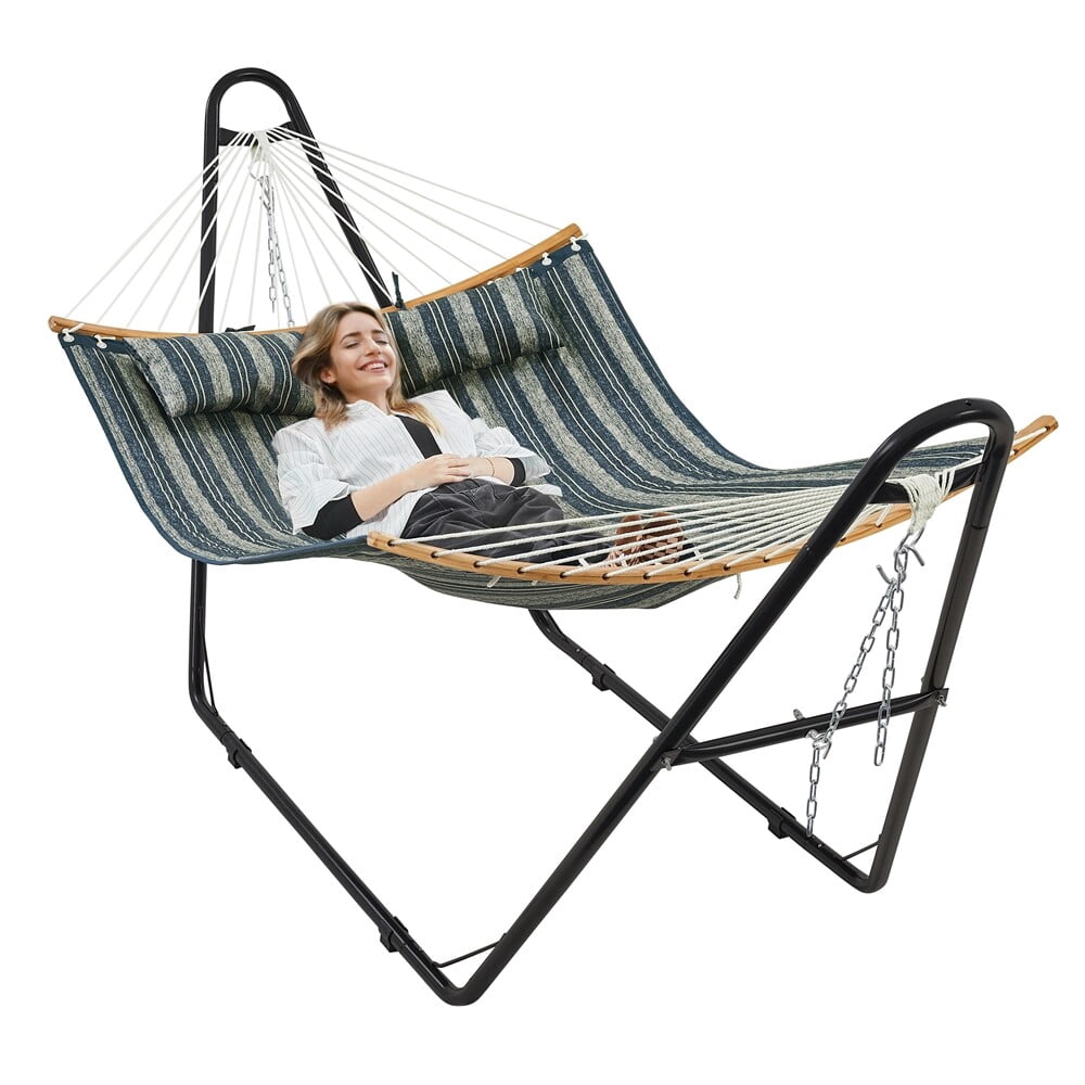 SRJUYK 2-3 Person Hammock with Heavy-Duty Stand, 475 lbs Capacity for ...