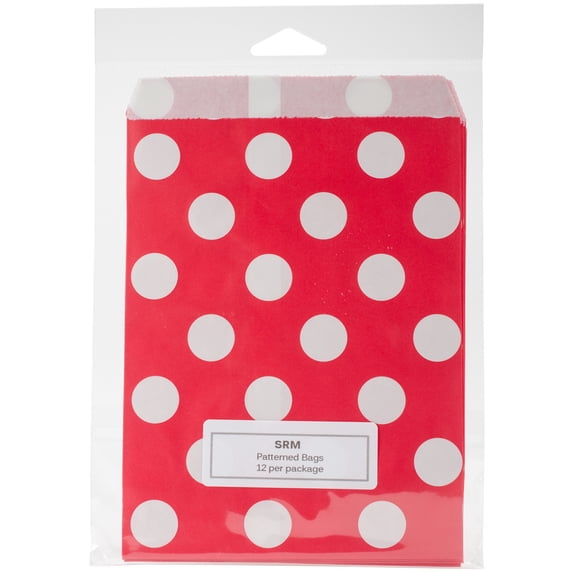 "SRM Merchandise Bags 5.13""X6.38"" 12/Pkg-Red W/White Dots"