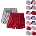thumbnail image 1 of SROBPTY 2 Packs Womens Plus Size Shorts Solid Elastic Waist Summer Pants for Sports Wear, 1 of 3