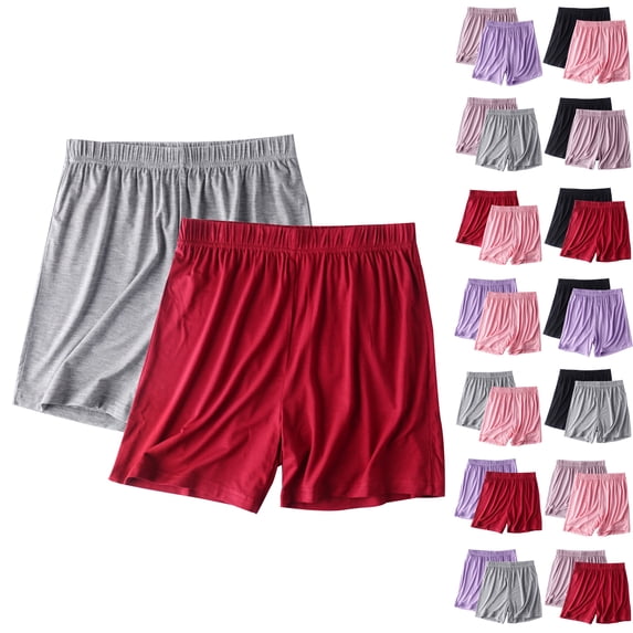 SROBPTY 2 Packs Womens Plus Size Shorts Solid Elastic Waist Summer Pants for Sports Wear