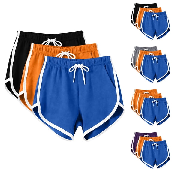 SROBPTY 3 Pack Womens Pajama Shorts Solid Elastic Waist Sports Pants
