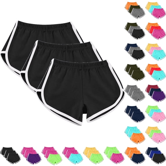 SROBPTY 3 Packs Womens Shorts Solid Breathable Summer Pants for Yoga
