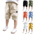 thumbnail image 1 of SROBPTY Boys 4-15 Years Solid Lightweight Cargo Shorts Elastic Waist with Pockets, 1 of 4