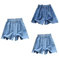 thumbnail image 1 of SROBPTY Boys 5-12 Years Print Denim Cargo Knee Length Shorts with Pockets Light Blue, 11-12 Years, 1 of 1