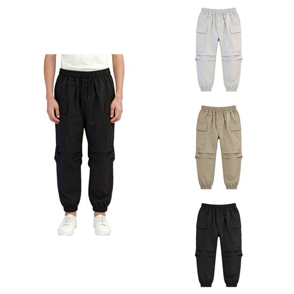 SROBPTY Boys Fall Winter Pant Solid Thin Loose Cargo Large Pocket for Casual Use 0-15 Years