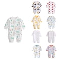 thumbnail image 1 of SROBPTY Boys Girls Print Long Sleeve Full Length Romper Jumpsuits for 0-12M Newborn Daily Wear White, 80, 1 of 5