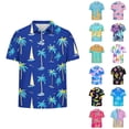 thumbnail image 1 of SROBPTY Teen Boys Summer Short Sleeve Tops Print Breathable Collared with Button Tee Shirts for Everyday Wear 5-15 Years, 1 of 5