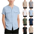 thumbnail image 1 of SROBPTY Teen Boys Summer Short Sleeve Tops Solid Breathable Crew Neck Tee Shirts for Everyday Use 5-15 Years, 1 of 5