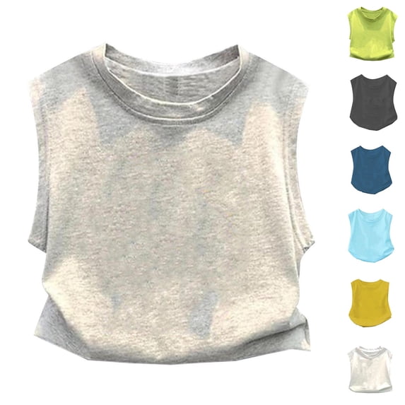 SROBPTY Teen Boys Tank Tops Solid Sleeveless Crew Neck Solid Summer Shirts for Sports