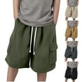 thumbnail image 1 of SROBPTY Boys and Girls 6-15 Years Solid Cargo Knee Length Shorts Black, 14-15 Years, 1 of 5