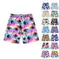 thumbnail image 1 of SROBPTY Boys and Girls 7-14 Years Hawaiian Print Beach Shorts Purple, 11-12 Years, 1 of 1