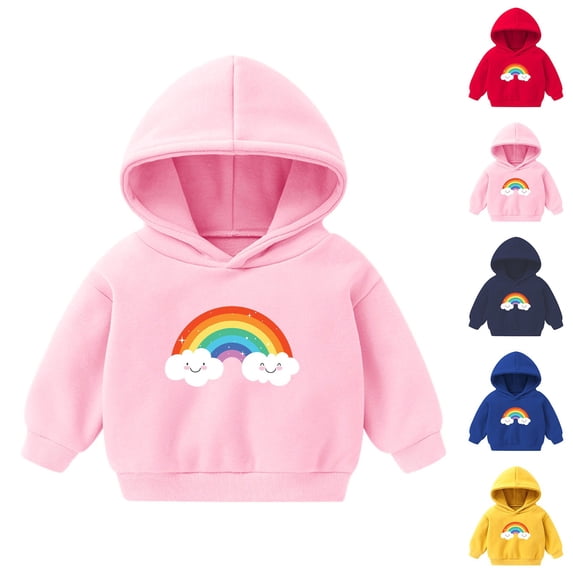 SROBPTY Child Boys Girls Top Print Hooded Crew Neck Long Sleeve Shirts