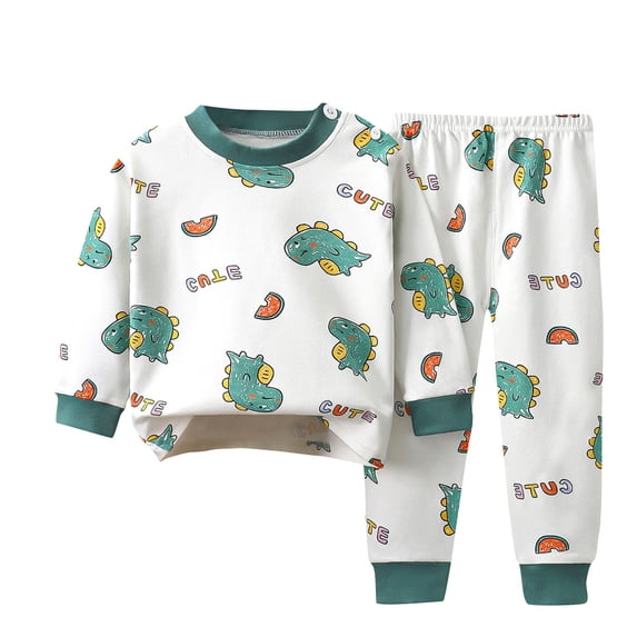SROBPTY Child Boys Set Print Crew Neck Long Sleeve Shirts Long Pants
