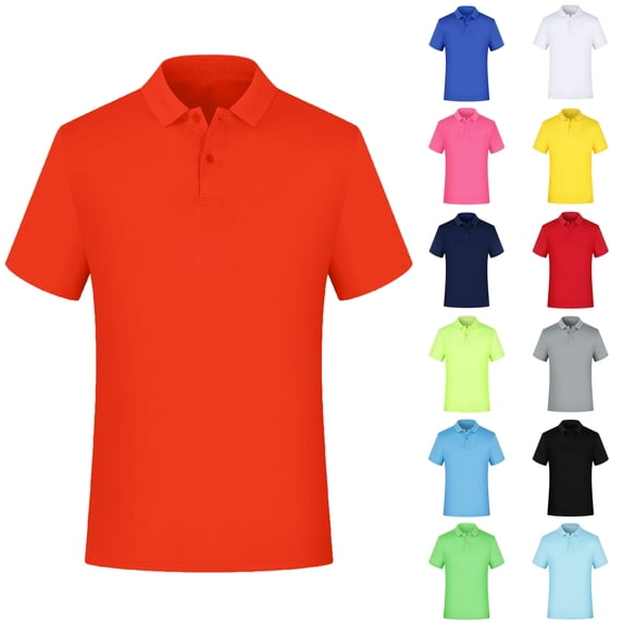 SROBPTY Child Boys Summer Uniform Tops Solid Short Sleeve Button Collared Tee Shirts