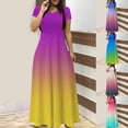 thumbnail image 1 of SROBPTY Dresses for Women Print Short Sleeve V Neck High Waist Long Sundress for Sports, 1 of 5