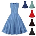 thumbnail image 1 of SROBPTY Dresses for Women Print Sleeveless Crew Neck with Belt A Line Mid-Length Sundress for Everyday Wear, 1 of 5