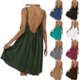 thumbnail image 1 of SROBPTY Summer Dresses for Women Solid Spaghetti Open Back Casual, 1 of 5