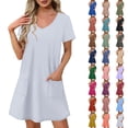 thumbnail image 1 of SROBPTY Summer Dresses for Women Solid V Neck Short Sleeve Elegant, 1 of 4
