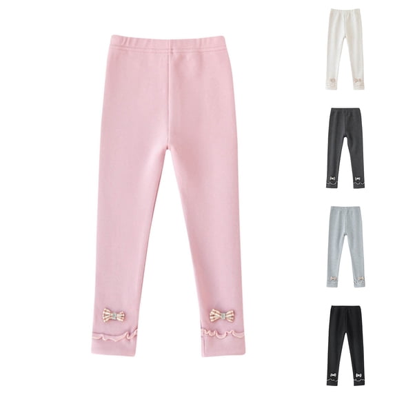 SROBPTY Fall Winter Pants for Kids Girls Solid Cotton Warmth Leggings