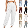 thumbnail image 1 of SROBPTY Fall Winter Pants for Womens Loose Button Solid Cargo Bottoms, 1 of 5