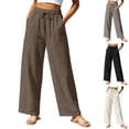 thumbnail image 1 of SROBPTY Fall Winter Plus Size Womens Pants Solid Drawstring High Waist Wide-Leg Bottoms with Pocket, 1 of 5