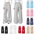 thumbnail image 1 of SROBPTY Fall Winter Teens Boys Girls Sweatpants Solid Elastic Waist Fleece Wide Leg with Pockets, 1 of 5