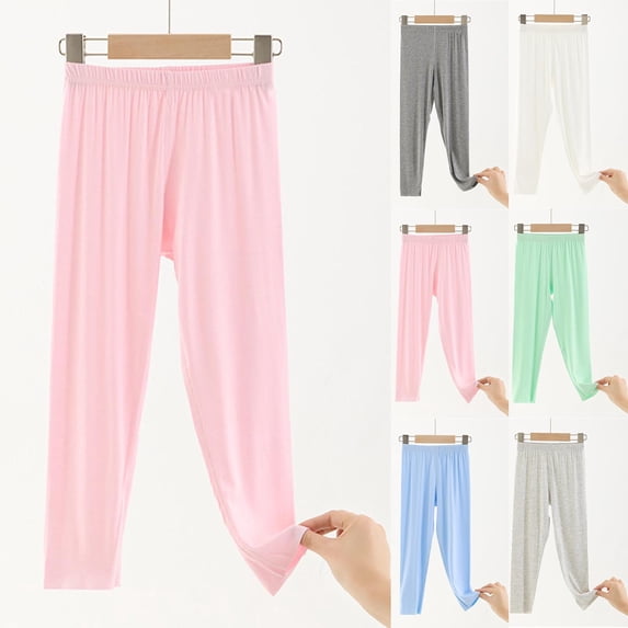 SROBPTY Fall Winter Teens Girls Pants Solid Elastic Waist Loose