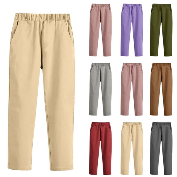 SROBPTY Fall Winter Trousers for Kids Boys Solid Straight School Elastic Waist