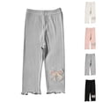 thumbnail image 1 of SROBPTY Girls 1-7 Years Solid Elastic Waist Capris Pants for Kids Pink, 5-6 Years, 1 of 4