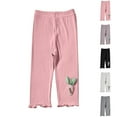 thumbnail image 1 of SROBPTY Girls 1-7 Years Solid Elastic Waist Print Capris Pants for Kids Black, 3-4 Years, 1 of 5