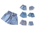thumbnail image 1 of SROBPTY Girls 3-13 Years Print Denim Shorts Fashion Casual Wear Blue, 5-6 Years, 1 of 1