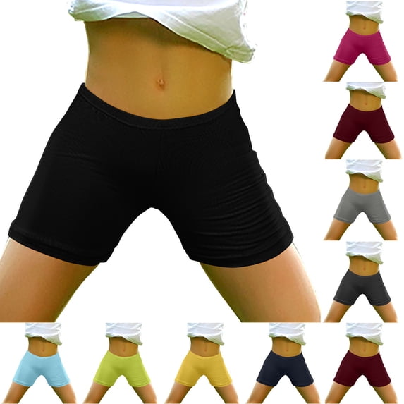 SROBPTY Girls 3-14 Years Solid Elastic Waist Stretch Casual Summer Shorts for Kids