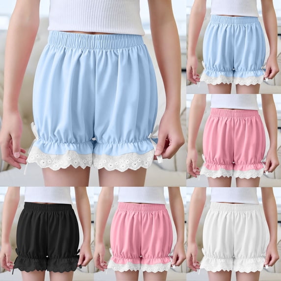 SROBPTY Girls 4-16 Years Solid Safety Ruffled Shorts Lightweight Summer Wear