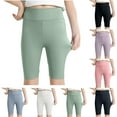 thumbnail image 1 of SROBPTY Girls 5-14 Years Solid Stretch Yoga Knee Length Shorts Gray, 9-11 Years, 1 of 5
