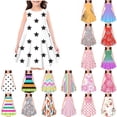 thumbnail image 1 of SROBPTY Girls Dress Print Crew Neck Sleeveless Mid-Length Summer Sundress for 4-14 Years, 1 of 4