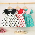 thumbnail image 1 of SROBPTY Girls Summer Dress Print Short Sleeve Crew Neck Mid-Length Sundress for 6 Months -3 Years, 1 of 4