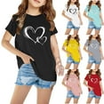 thumbnail image 1 of SROBPTY Child Girls Summer Short Sleeve Tops Print Fashion Lightweight Crew Neck Tee Shirts for Everyday Use, 1 of 5
