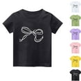 thumbnail image 1 of SROBPTY Girls Summer Short Sleeve Tops Print Sweet Lightweight Crew Neck with Bow Tee Shirts for Daily Use 2-13 Years, 1 of 4
