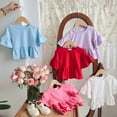 thumbnail image 1 of SROBPTY Child Girls Summer Short Sleeve Tops Solid Fashion Lightweight Crew Neck with Ruffled Sleeve Tee Shirts for Daily Wear, 1 of 5