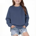 thumbnail image 1 of SROBPTY Girls Sweatshirts, Girls Solid Long Sleeve Crewneck Pullover Drop Shoulder Sweatshirts Top Navy 11-12 Years, 1 of 5
