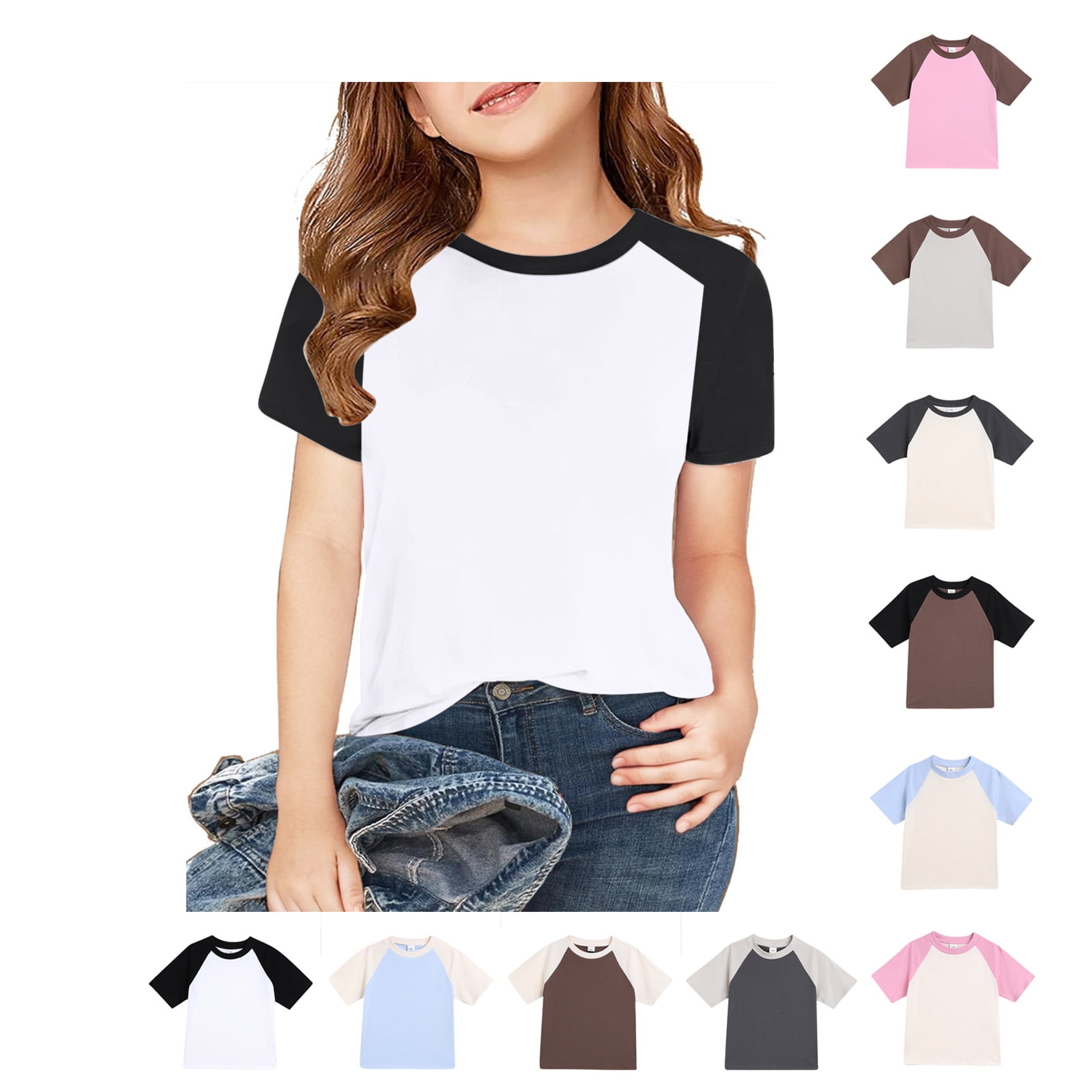 SROBPTY Kids Boys and Girls 12 Months-15 Years Short Sleeve Round Neck ...