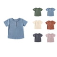 thumbnail image 1 of SROBPTY Kids Boys and Girls Button Front Short Sleeve Tshirt Top, 1 of 5