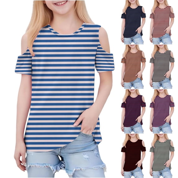 SROBPTY Kids Boys and Girls Short Sleeve Round Neck Printed Casual Tshirt Summer Top Red, 9-10 Years
