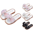 thumbnail image 1 of SROBPTY Kids Girls Sandals Bow Pearl Slide Summer Open Toe Flat Shoes for 3-10 Years, 1 of 5