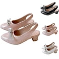 thumbnail image 1 of SROBPTY Kids Girls Sandals Rhinestone Bow Heel Toe Shoes for 4.5-12.5 Years, 1 of 5