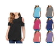 thumbnail image 1 of SROBPTY Kids Girls Short Sleeve Round Neck Off Shoulder Casual Tshirt Top Hot Pink, 5-6 Years, 1 of 5