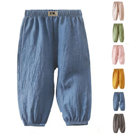SROBPTY Kids Summer Pants Solid Breathable Fashion Trousers for Daily Wear 1-10 Years