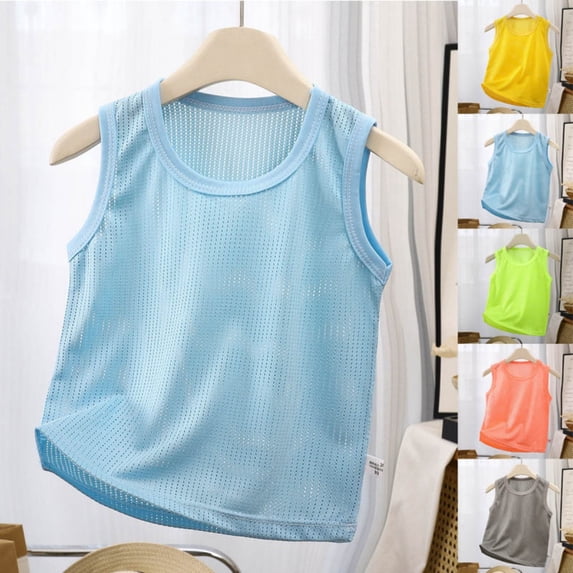 SROBPTY Child Boys Girls Tank Tops Solid Sleeveless Crew Neck Summer Shirts for 0-8Y