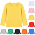 thumbnail image 1 of SROBPTY Little Boys Shirts Solid Crew Neck Long Sleeve Everyday Soft Tops for 1-8Y, 1 of 3