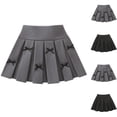 thumbnail image 1 of SROBPTY Little Girls Skirts Solid Elastic Waist Bow with Liner Pleated for 3-11 Years, 1 of 5